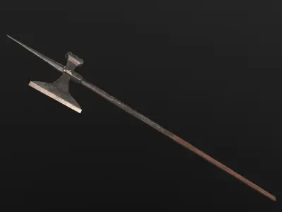 Poleaxe weapon Two-handed PBR Low-poly Game ready Low-poly 3D model