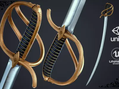 Saber Sword Low-poly 3D model order