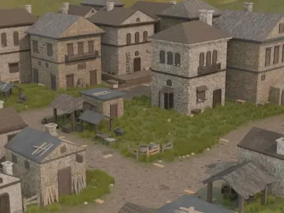 Medieval Village In A Landscape 3D model purchase