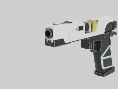 Cyberpunk style pistol PBR Low-poly 3D model