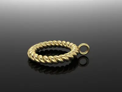 Thin Narrow Rope Twist Pendant Mid Size 18mm Length 3D print model