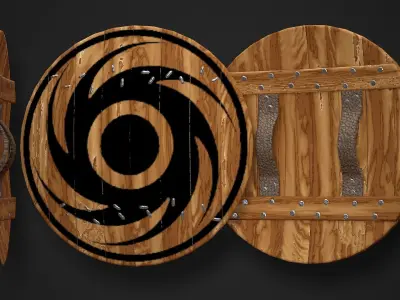 Round Shield01 Low-poly 3D model