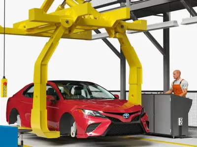 Automatic Toyota Body Line and Worker  purchase 3D model