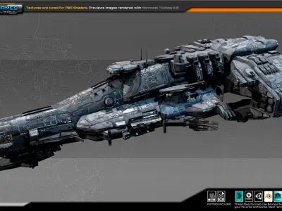 Sci Fi Battleship G6  Low-poly 3D model