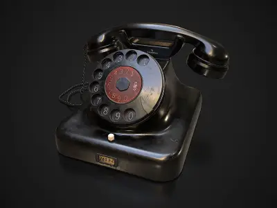 Classic old telephone Siemens Halske W38 Low-poly 3D model