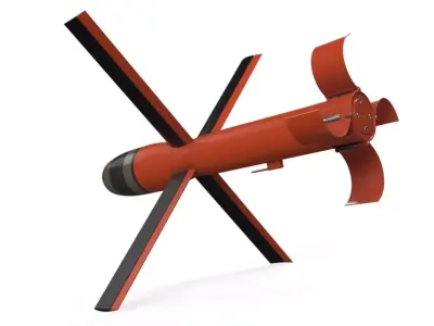 Training Glide Bomb with Cross Wings and Nose Cone Red 3D model