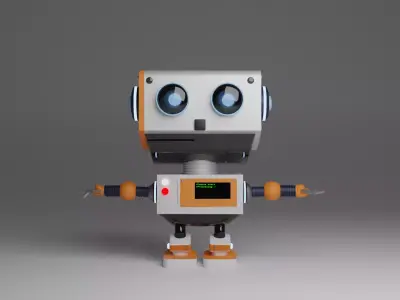 Sci-fi cute 3d robot model rigged and with dance animation Low-poly 3D model