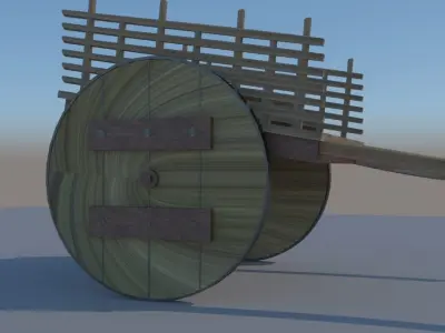 Cart Model wooden with basket 3D model