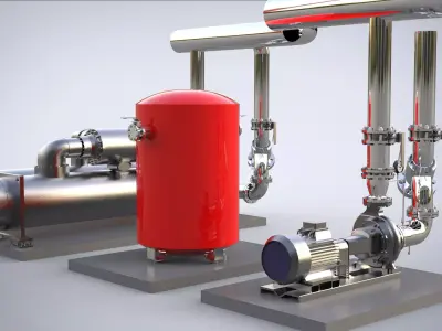 Equipment for pumping units compressors  tanks  heat exchangers 3D model