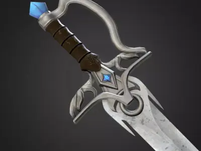 Fantasy Medieval Sword with Cristal 3D model