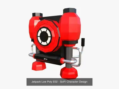 10 Jetpack Low Poly Collection Red - SciFi Character Design