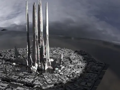 Sci Fi Energy 3  reactor towers 3D model