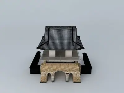 Taipei East and Temple bell tower Bell House Donghe Buddhist ... Free 3D model