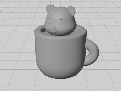 Bear on a Cup Coffee model 3D model