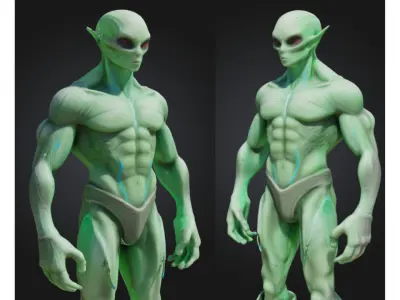 Alien Humanoid Games Sci Fi Low-poly 3D model
