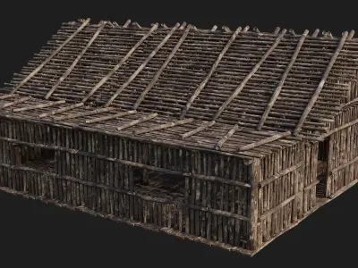 Old Wooden House 4K Textures GameReady 147 Low-poly 3D model