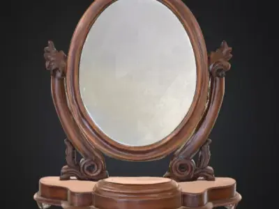 Classic Wooden Mirror Low-poly 3D model