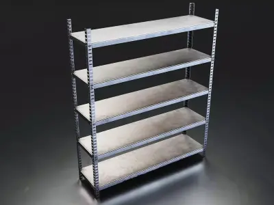 Industrial Metal Shelf Rack Low-poly 3D model