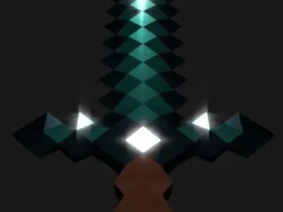 Diamond Long Sword Low-poly 3D model
