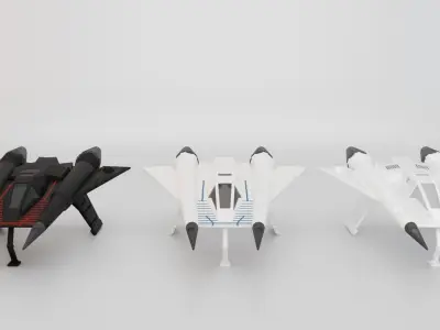 Starfighter toy jet plane on beach Low-poly 3D model