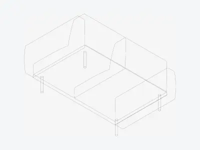 Seat - Sofa - Simplicity - Double Low-poly 3D model
