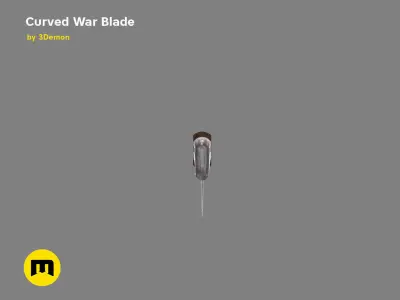 Curved War blade Low-poly 3D model