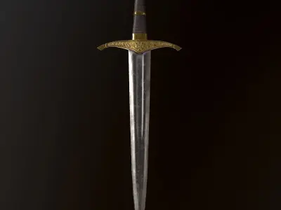 Medieval Short Sword - PBR Game Ready Low-poly 3D model
