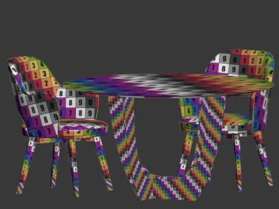 Dining Set table and chairs 3D model