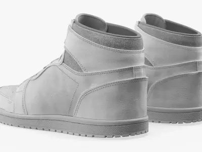 High Top Retro Sports Sneakers White 3D model purchase