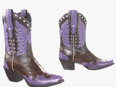 Eagle Star Cowboy Violet Boots 3D model