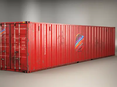 Intermodal Shipping Container 40-foot-long Old Low-poly 3D model