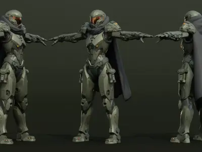 Armored Soldier Low-poly 3D model