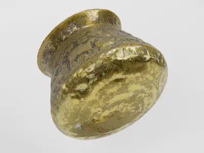 Brass Bowl Engraved Romanesque photogrammetry PBR 4K textures Low-poly 3D model