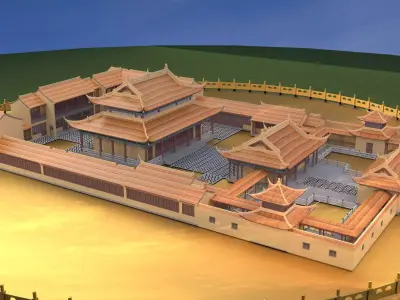 Chinese ancient courtyard house 3D model buy