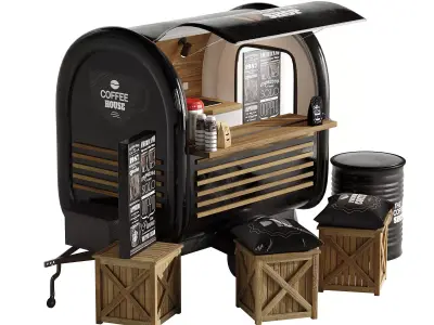 Foodtruck Coffee black set 2 3D model
