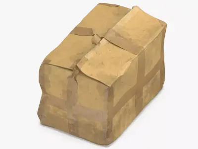 Old Damaged Dirty Cardboard Box Brown Tape 3D model