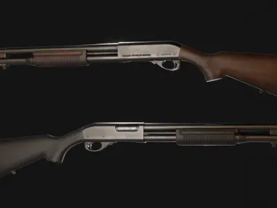 Remington 870 Police Magnum 12 Gauge Shotgun Pack - Game Asset Low-poly 3D model