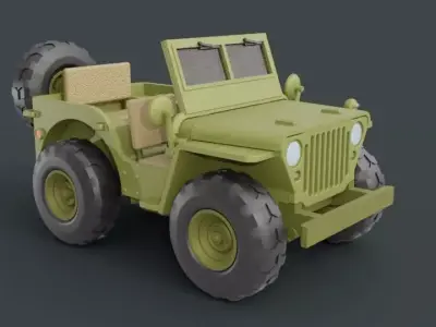 Jeep Willys Super Deformed Miniature 3D print model by tsayuti