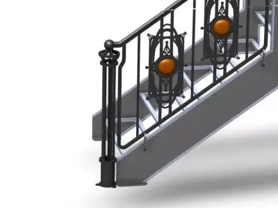 Medalion handrail with stairs 3D model