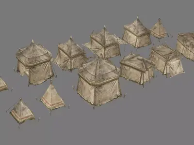 Medieval Market Tent Stalls Collection 3D Model Low-poly 3D model purchase
