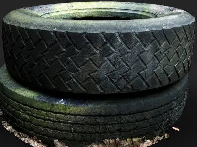 tires truck junkyard trash pt1 PBR photogrammetry Low-poly 3D model