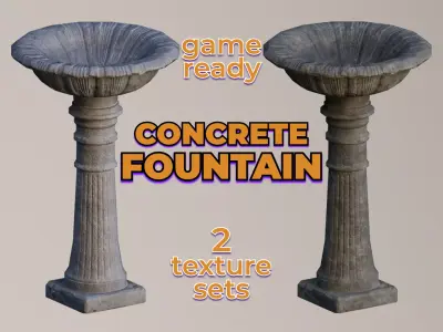 Ancient Garden Concrete Fountain old water Low-poly 3D model