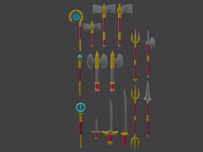 Low Poly Medieval Weapons Collection Low-poly 3D model