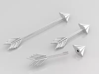 Piercing Microbell lip tragus Industrial Barbell arrow  3D print model