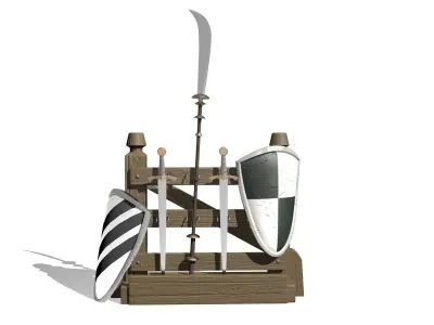 The weapons on the racks Low-poly 3D model