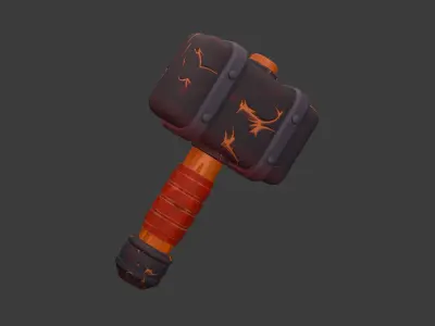 Fantasy Hammer Game Ready Low Poly 3D Model Low-poly 3D model