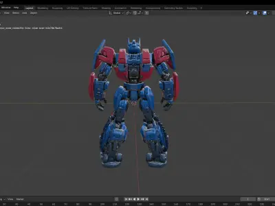 Stylized Mecha Warrior  Red and Blue Armor Variant Low-poly 3D model