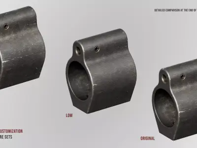 AR15 M4A1 Modular Gas Block MK12 Customizable Low-poly 3D model