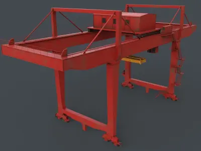 PBR Rail Mounted Gantry Crane RMG V2 - Red Low-poly 3D model