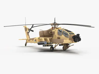AH64A Apache Helicopter Desert Low-poly 3D model